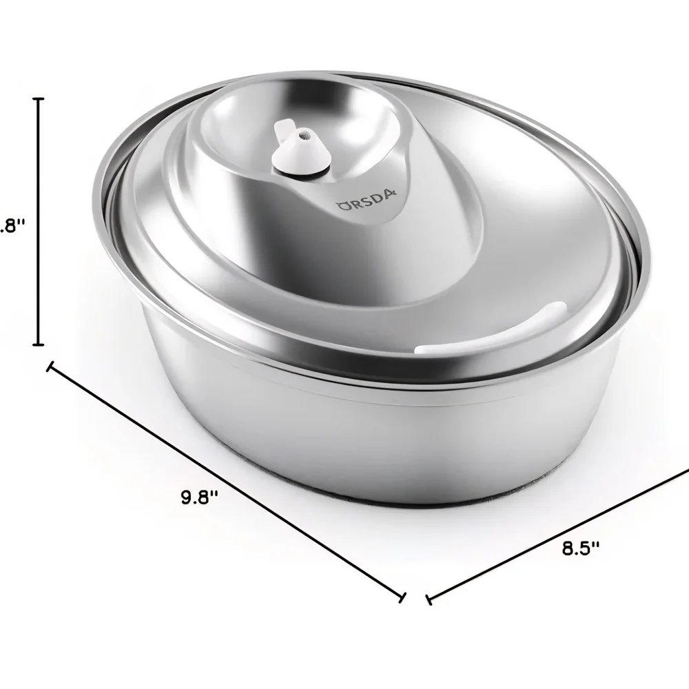 ORSDA Stainless Steel Cat Water Fountain Bowl - Silver
